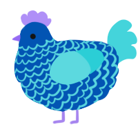 A ultramarine and aqua chicken with a lace pattern