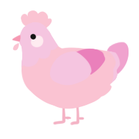 A rose and pink chicken with a head pattern
