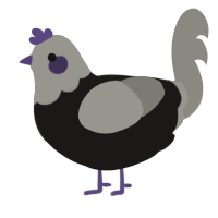 A sable and ash chicken with a head pattern