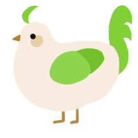 A cream and grass chicken