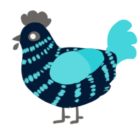 A tumblr and aqua chicken with a bar pattern