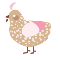 A beige and rose chicken with a speckle pattern