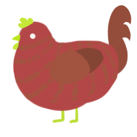 A red and russet chicken with a bar pattern