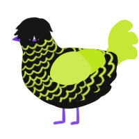 A black and lime chicken with a lace pattern