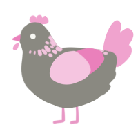 A ash and pink chicken with a neck-speckle pattern