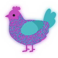 A plum and teal chicken with a double-lace pattern
