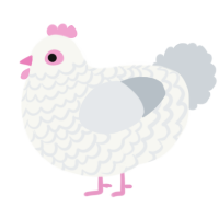A white and mist chicken with a lace pattern