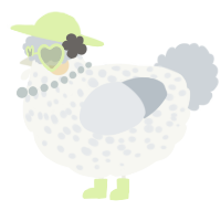 A white and mist chicken with a speckle pattern