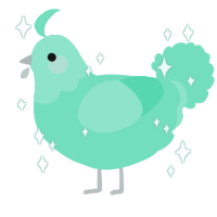 A mint chicken with a head pattern