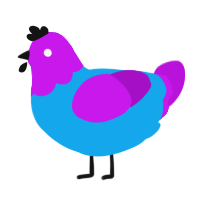 hyper, a sky and amethyst chicken with a head pattern