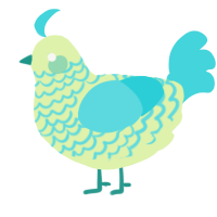 A apple and aqua chicken with a lace pattern