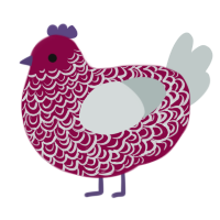 A maroon and silver chicken with a double-lace pattern