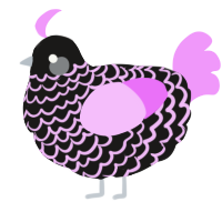 A sable and lavender chicken with a lace pattern