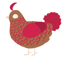 A brown and crimson chicken with a lace pattern
