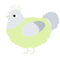A apple and mist chicken with a head pattern