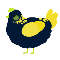 A tumblr and yellow chicken with a neck-speckle pattern
