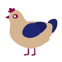 A beige and navy chicken
