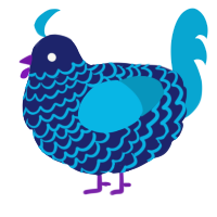 A navy and cerulean chicken with a lace pattern