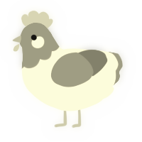 A white and vermilion chicken with a head pattern