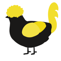 A sable and yellow chicken