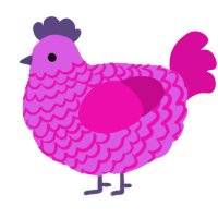 A orchid and fuchsia chicken with a lace pattern