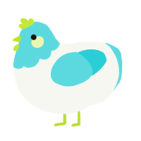 A white and aqua chicken with a head pattern