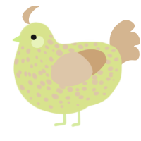 A lemon and beige chicken with a speckle pattern