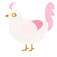 A white and rose chicken with a lace pattern