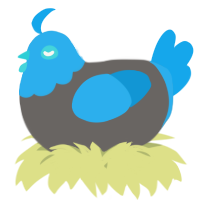A grey and sky chicken with a head pattern
