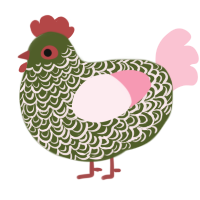 A olive and rose chicken with a double-lace pattern