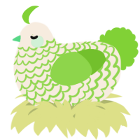 A cream and grass chicken with a lace pattern
