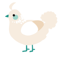 A cream chicken with a neck-speckle pattern