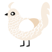 A cream chicken with a lace pattern