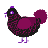 A sable and wine chicken with a lace pattern