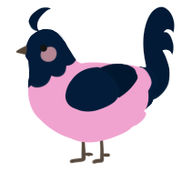 A pink and tumblr chicken with a head pattern