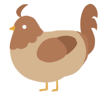 A beige and brown chicken with a head pattern