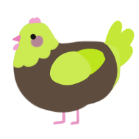 A bark and lime chicken with a head pattern