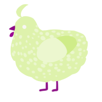 A apple chicken with a speckle pattern