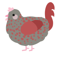A ash and red chicken with a speckle pattern