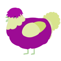 A plum and lemon chicken with a head pattern