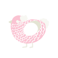 A rose and white chicken with a lace pattern