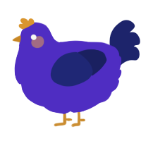 A indigo and navy chicken