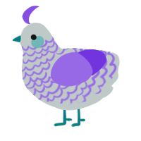 A silver and blurple chicken with a lace pattern