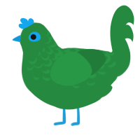 moss, a viridian chicken with a half-lace pattern