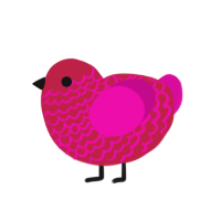 hot pink, a crimson and fuchsia chicken with a lace pattern