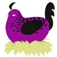A plum and black chicken with a half-lace pattern