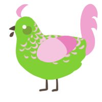 A grass and pink chicken with a half-lace pattern