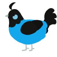 A sky and black chicken with a head pattern