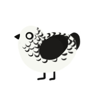 (unnamed), a white and sable chicken with a half-lace pattern