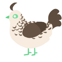 A cream and bark chicken with a half-lace pattern